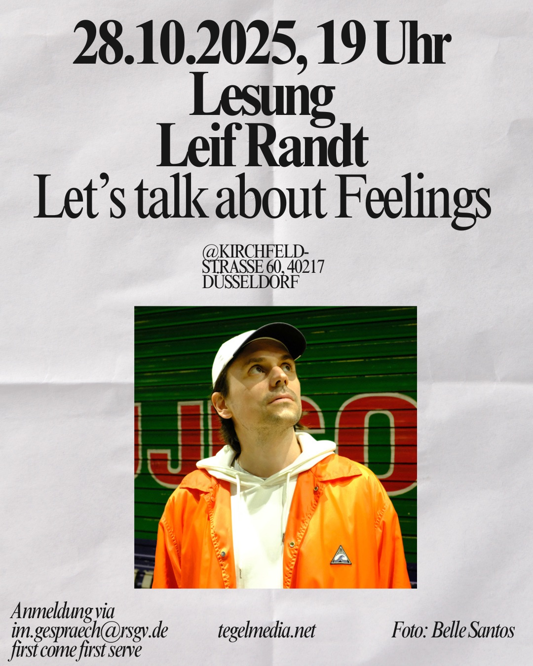 Ankündigung der Lesung mit Leif Randt
